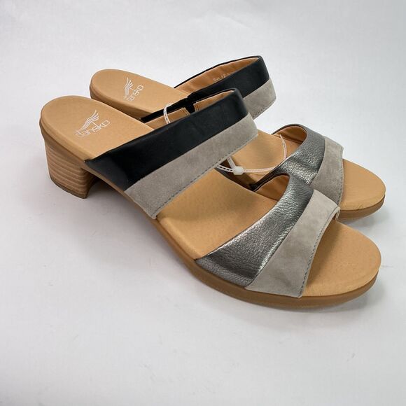 Dansko Womens Theresa Multi-Strap Slip-On Sandal Size 42 Metallic Leather Suede - Picture 2 of 11